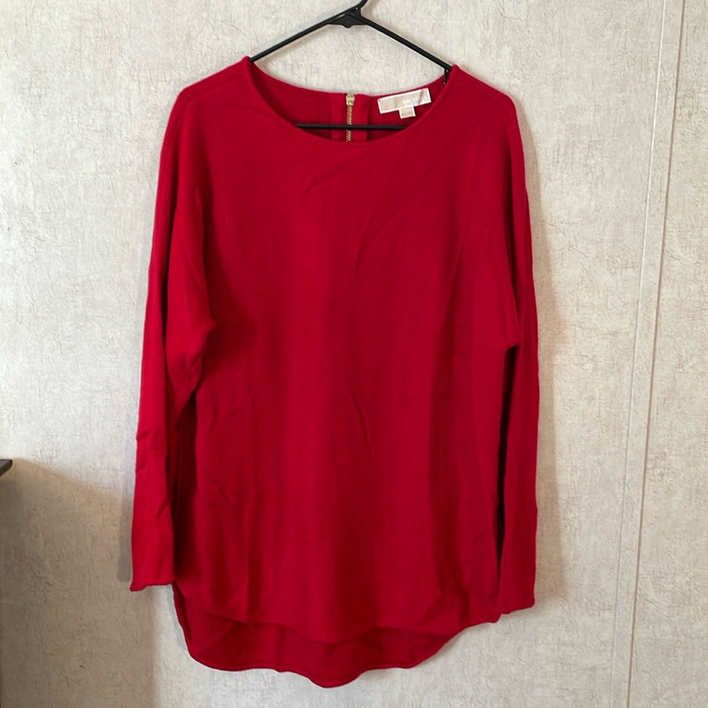 Michael kors long sleeve red sweater size L. With zipper in back.